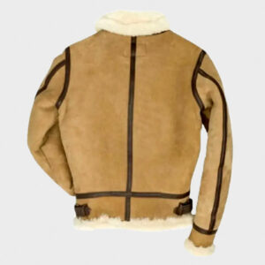 b3 bomber light brown suede shearling leather jacket