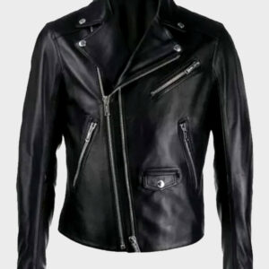 black double zip motorcycle jacket