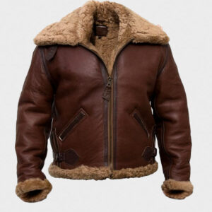 brad pitt shearling brown leather jacket