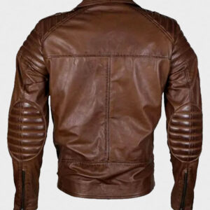 brown biker motorcycle leather jacket