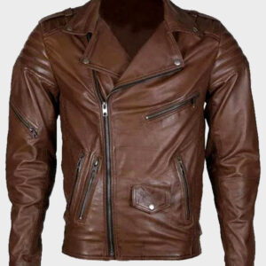 brown motorcycle leather jacket