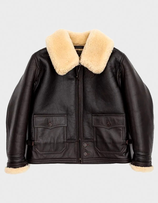 flight brown shearling leather jacket
