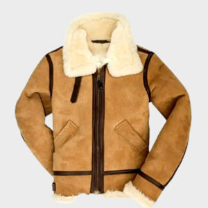flight brown shearling suede leather jacket