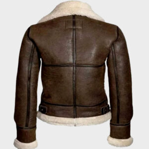 fur distressed brown leather jacket for women