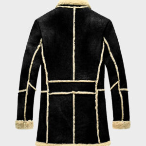 fur shearling sheepskin black leather Brown coat