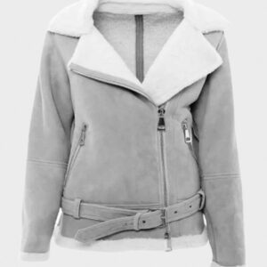 grey suede shearling leather jacket