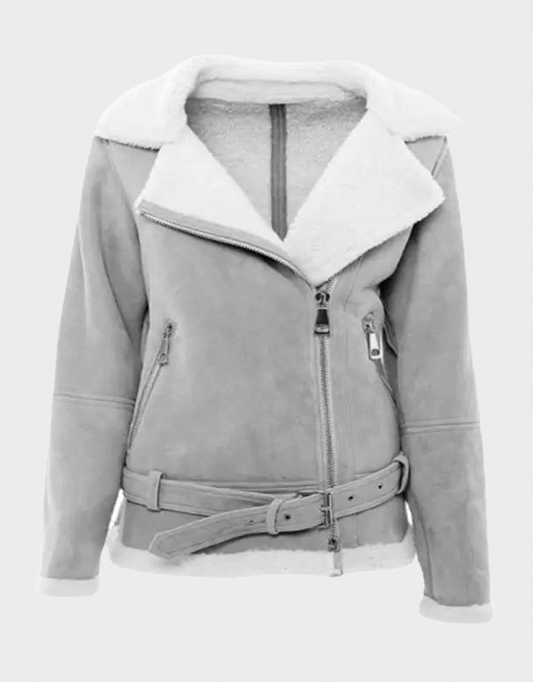 grey suede shearling leather jacket