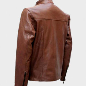 mens brown cafe racer leather jacket