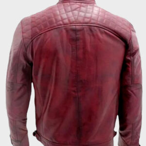 mens cafe racer burgundy leather jacket