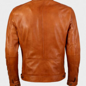 mensbrown real lambskin leather jacket