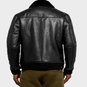 nn07 rowan trimmed shearling black leather jacket