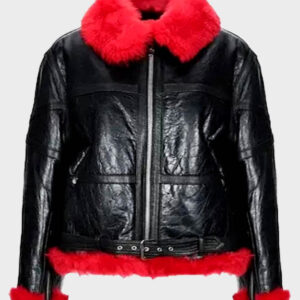 red aviator shearling jacket