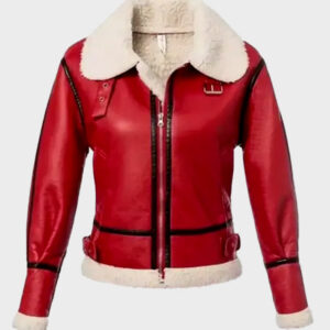 red leather shearling jacket