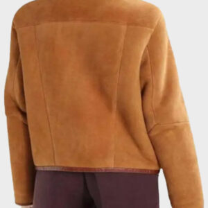 shearling collar suede leather jacket