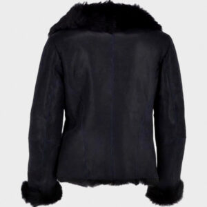 women black leather shearling jacket