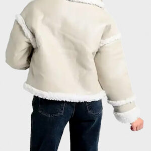 women shearling white faux leather jacket