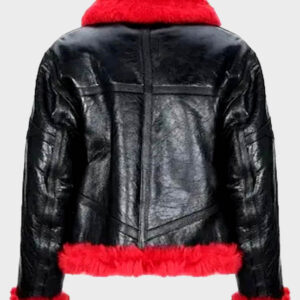 women’s red aviator shearling leather jacket