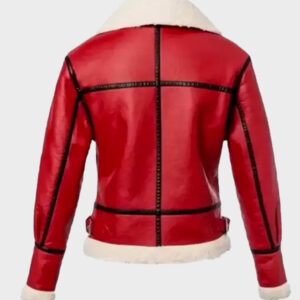 womens red leather shearling jacket