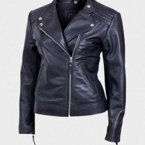 black leather moto jacket