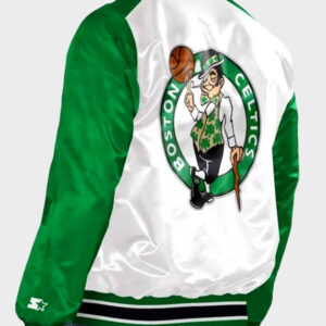 boston celtics starter white kelly green satin full snap varsity jacket