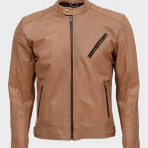 brown leather biker jacket