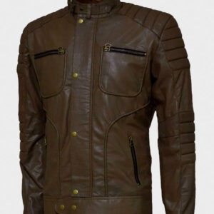 brown quilted leather jacket