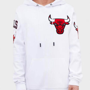 chicago bulls white pullover fleece hoodie