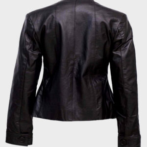 collarless leather jacket for womens