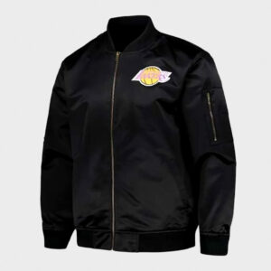 los angeles lakers mitchell & ness black full zip bomber jacket