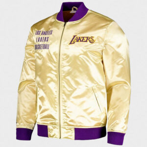los angeles lakers mitchell & ness gold satin full zip jacket