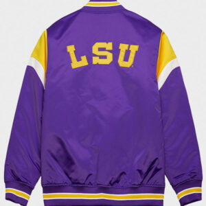 louisiana state university heavyweight full snap purple varsity satin jacket