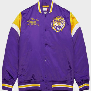 louisiana state university heavyweight purple satin jacket