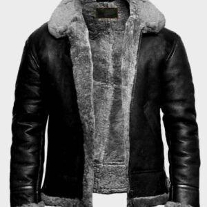 mens b3 flight aviator fur leather jacket