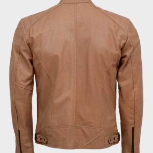 mens brown leather biker jacket