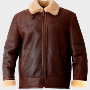 mens brown shearling aviator leather jacket