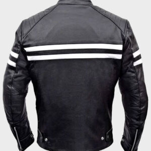 mens classic black motorcycle leather biker jacket