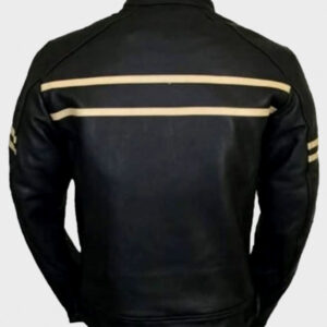 men’s retro black leather biker jacket