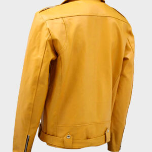 mens yellow biker leather jacket