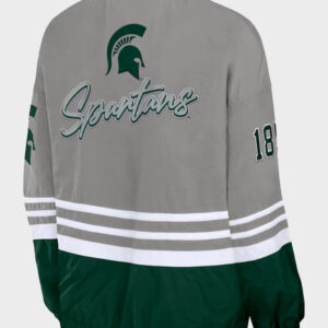 michigan state spartans gray green windbreaker full zip jacket