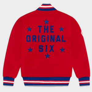 montreal canadiens ovo red full snap varsity jacket