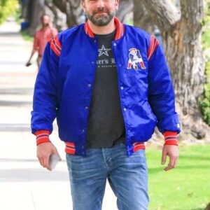 new england patriots ben affleck varsity satin jacket