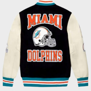 october's very own nfl miami dolphins varsity jacket