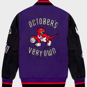 ovo mitchell and ness 95 raptors varsity jacket purple