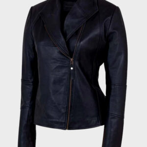 slim black leather jacket