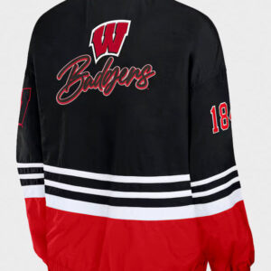 wisconsin badgers blackred windbreaker full zip jacket