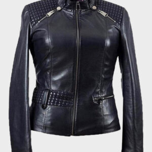 women’s black lambskin leather jacket