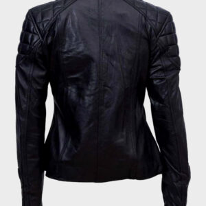 womens black quilted leather jacket