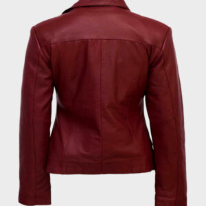womens -burgundy leather jacket