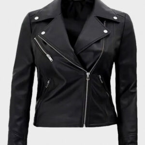 women’s motorcycle black leather jacket