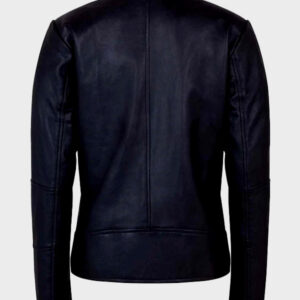 womens slim black leather jacket